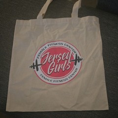 Jersey Girls Female Fitness Center Canvas Reusable Shopping Bag Beige Foldable