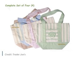 Trader Joe’s Mini Pastel Stripe Canvas Tote Bag Limited Edition Set Of 4 NWT