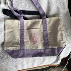 2 Trader Joe’s LARGE Canvas Shopping Bag NEW Blue/White & Purple/White