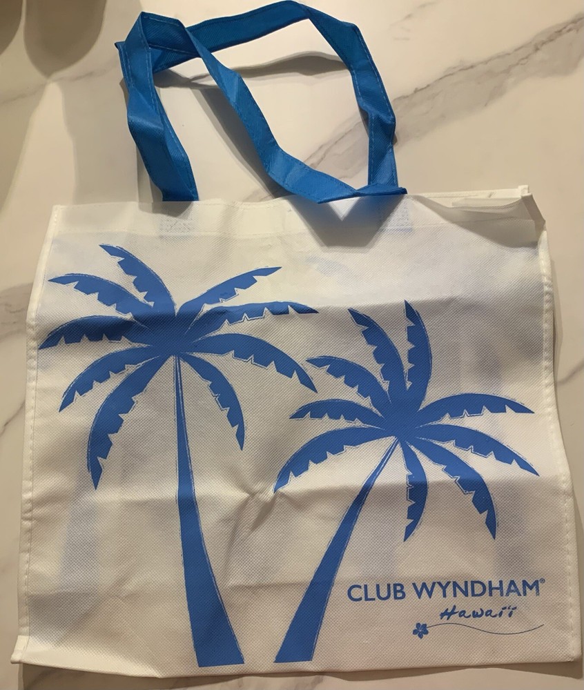 Club Wyndham Reusable Bag Hawaii Shopping Tote Blue White Palm Trees
