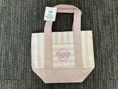 Trader Joe’s Stripped Mini Canvas Tote Bag 10.5″x13″ Pink/White