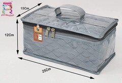 atorakushon Satin Makeup Jewellery Kit Organizer Locker Box Standard, Grey