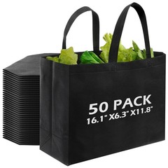 50 Pcs Reusable Tote Bag with Handles Bulk Extra Large Non Woven Grocery Shop…