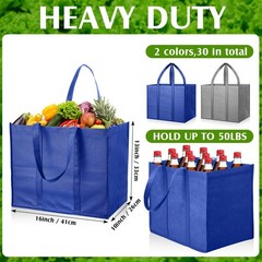 Hillban 30 Pack Reusable Grocery Bags Bulk Heavy Duty Large Shopping Bags Was…
