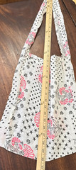 Free People Lightweight Reusable Shop Bag Pink Floral Gray Mesh Linen Festival