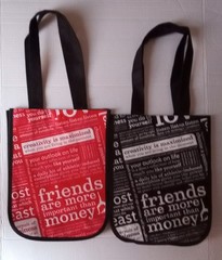 Set of 5 Lululemon Reusable Shopping Bags Red White Black 12″ X 9 1/4″