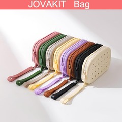 JOVAKIT Small Portable Silicone Makeup Bag for Women with Decorative Purple