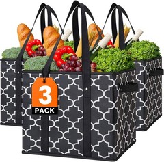 Eco-Friendly 3-Pack Reusable Grocery Bags – Water Resistant & Easy to Clean
