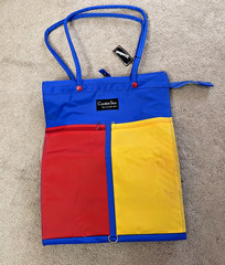 Travelwell Cookie Sac Rolling Tote Bag Handles Zipper Red Yellow Blue Retro NWT
