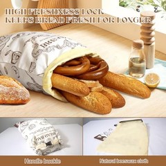 Reusable Beeswax Bread Bags – Large Capacity Cotton Storage for Beige-1 pcs