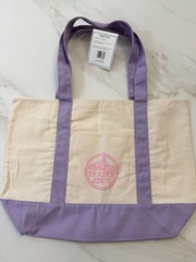 Trader Joe’s Large Lavender Tote and Mini Pastel Pink Canvas Tote Set – New 2026