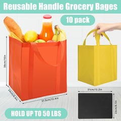 10 PCS Reusable Grocery Foldable Bags Non Woven 9.4×12.4×15 Inch Multicolor