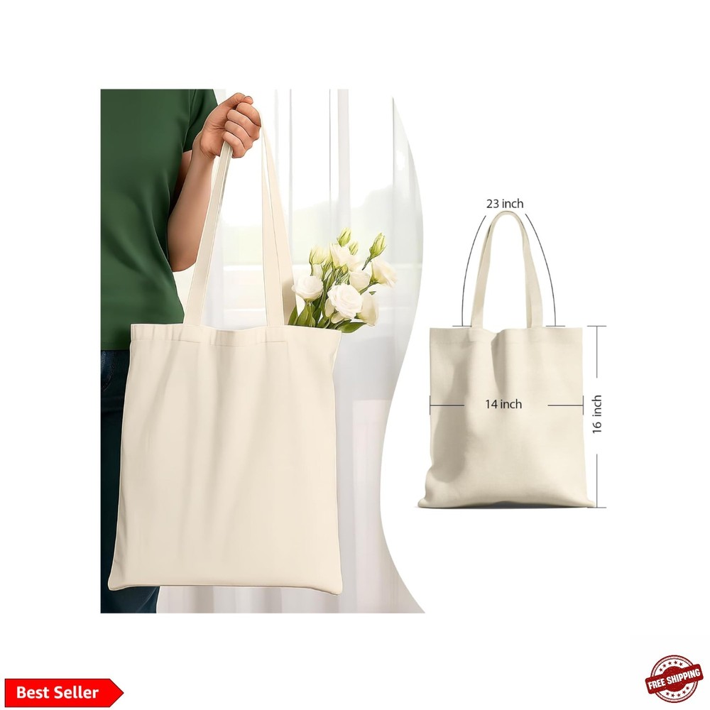 1-200 Pack Available Canvas Reusable Tote Gift Bags,Made of Natural Canvas w…