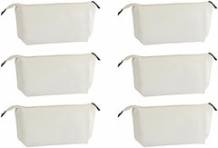Juvale Canvas Makeup Bag – 6 Pack, 11.75 x 5.5 In, 6 Count (Pack of 1), White