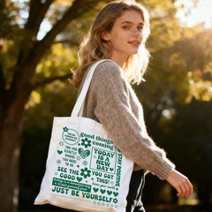 Canvas Tote Bag Positive Quotes Reusable Cotton Bag for Women, Durable Cloth …