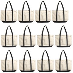 NS5342-12 NOVASTILE 100% Cotton Canvas Large Tote Bags 12oz, Reusable Shoppin…