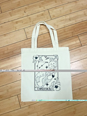 Beige Canvas Tote Bag Capricorn Zodiac Print 15 x 16 in Reusable