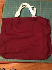 Reusable canvas tote bags, medium size measures 14.5×14.5” with 3.5” gussett