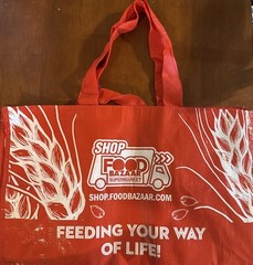 Food Bazaar Jumbo Shopping Storage Tote Bag Reusable 12” x 19” x 11”