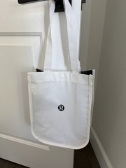 Lululemon Foldable Reusable Shopping Bag White Black Solid Modern Style New