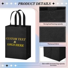 60 PCS Black Non Woven Reusable Grocery Bags Foldable 3 Sizes Bulk Tote