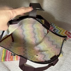 Reusable Chevron & Strips Print Foldable Tote Bag Colorful Nylon Zipper 3 Bags