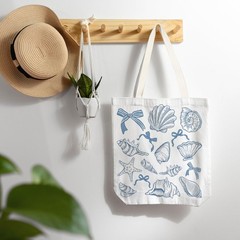 Reusable Grocery Shopping Bag Ocean Sea Fish Beachy Theme Eco Friendly Tote