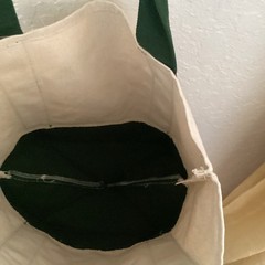 Trader Joe’s Mini Canvas Tote Bag Green/Beige Cotton Blend Reusable Strap