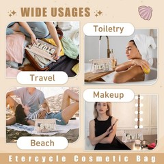 Etercycle Boho Patch BEACH Makeup Bag, Clear PVC 9.8*5.7*2.7 inches,