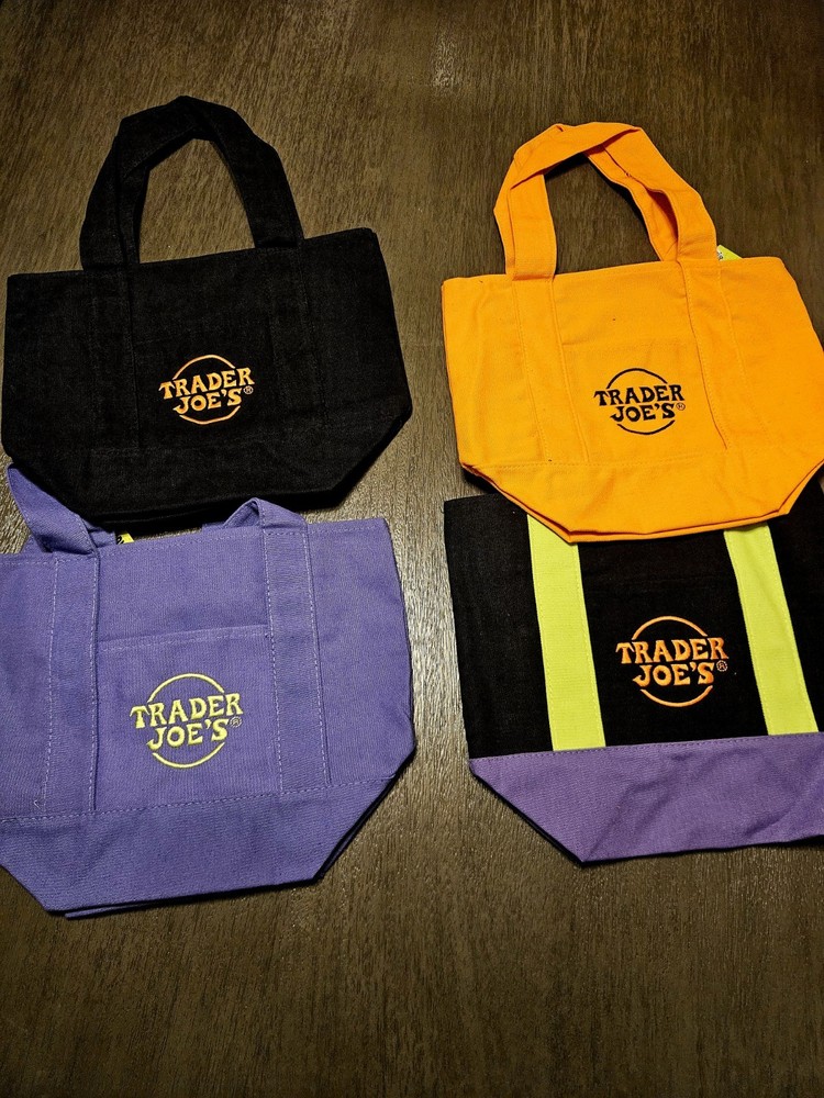 Trader Joe’s Mini Halloween Canvas Tote Bag – Limited Edition – Full Set Of 4