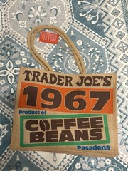 Trader Joe’s 1967 Pasadena Foldable Jute Shopping Bag Brown Orange Green