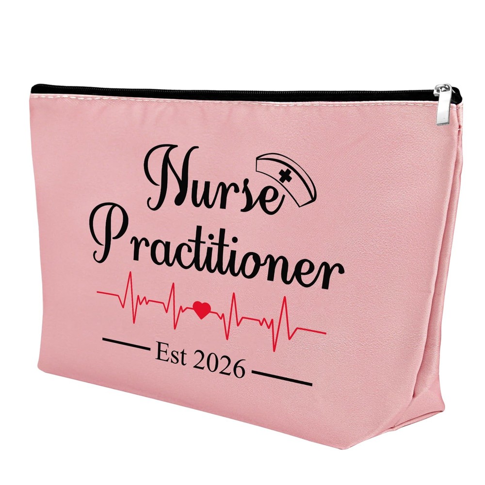 Mxrymvu New Nurse Practitioner Gifts Cosmetic Bag Graduation Pink