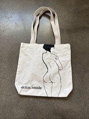 Detox Mode off white reusable canvas tote bag