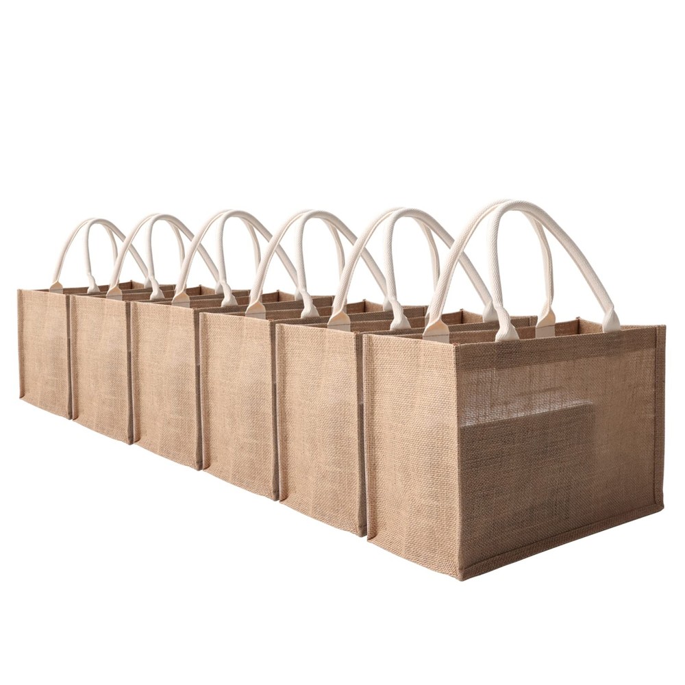MEIANJU Burlap Tote Grocery Bag With Handle – Reusable Jute Tote Bag for Shop…