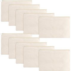 Gejoy 10 Pieces Cosmetic Canvas Pouch Bag Multipurpose Makeup Large, Beige