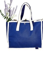 Reusable Canvas Eco Tote Bag Foldable Washable Dark Blue Kitchen Grocery Beach