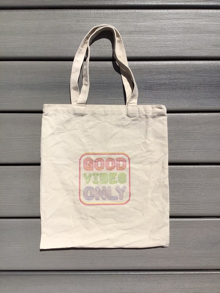 Good Vibes Only Canvas Tote Reusable Shopping Bag