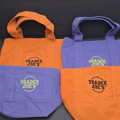 Trader Joe’s Halloween Mini Canvas Tote Bags Set of 4 – Orange Purple NWOT