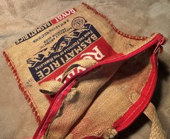 2 Royal Basmati Rice Repurposed Recycled Zipper Closure Burlap Bags Rustic Decor
