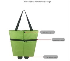 Versatile Color Striped Reusable Grocery Bags with Folding Wheels – 16L Capacity