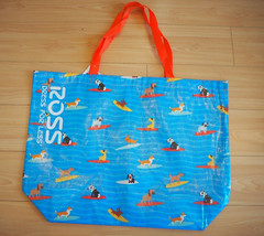 Dog & Puppies Surfing Blue Waves Surfboard Durable Reusable Grocery Shopping Bag