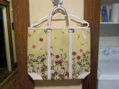Vintage Retro Heavy Duty Shiny Vinyl Floral Shopping Tote Bag 14″ X 18″ X 4″