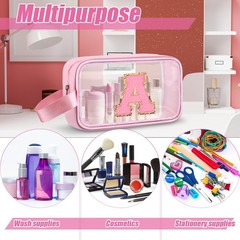 Vodolo Initial Makeup Bag,Letter A Cute Clear Monogrammed Cosmetic A, Pink