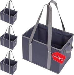 Durable 4 Pack Shopping Bags with Strong Handles – Navy Blue/Gray, Easy Clean