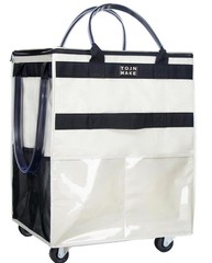 Large Reusable Grocery Bag on Wheels Shopping Trolley 8 Pockets/Zipper Cover