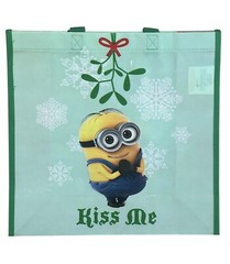 Minions Despicable Me Reusable Tote Bag Gift Bag Christmas Mistletoe Kiss Me