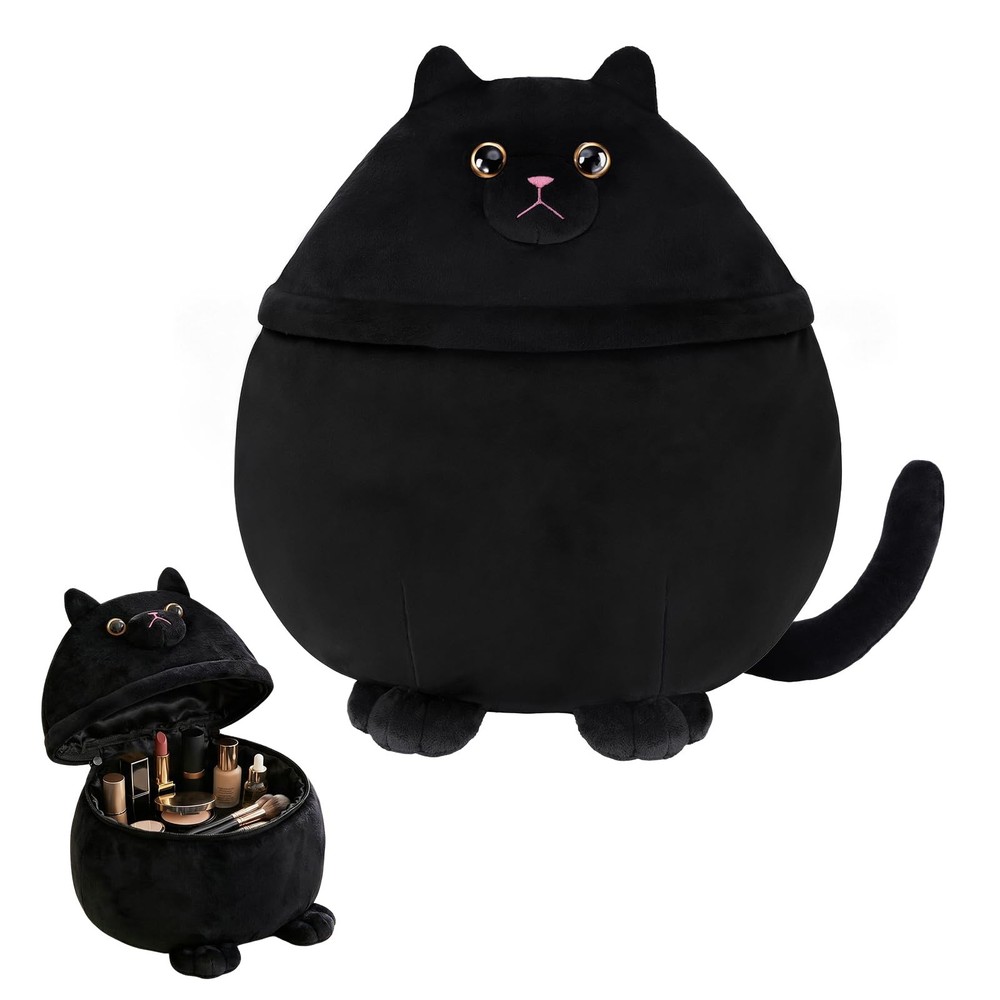 Cantustime Funny Cat Makeup Bag – Large Capacity 11.8 inches, A-Cat-Black02