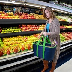 [2 Pack] CleverMade SnapBasket X-Large 40L 10.5Gal Collapsible Shopping Tote XL