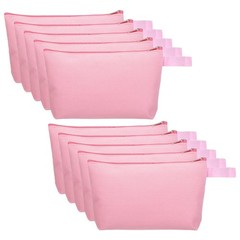 PATIKIL 10.2 x 5.5 Canvas Makeup Bags with Strap, 10 Pack x 5.5″, Pink