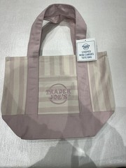 Trader Joe’s Striped Mini Canvas Tote Bag Pale Pink 2026 Limited Edition